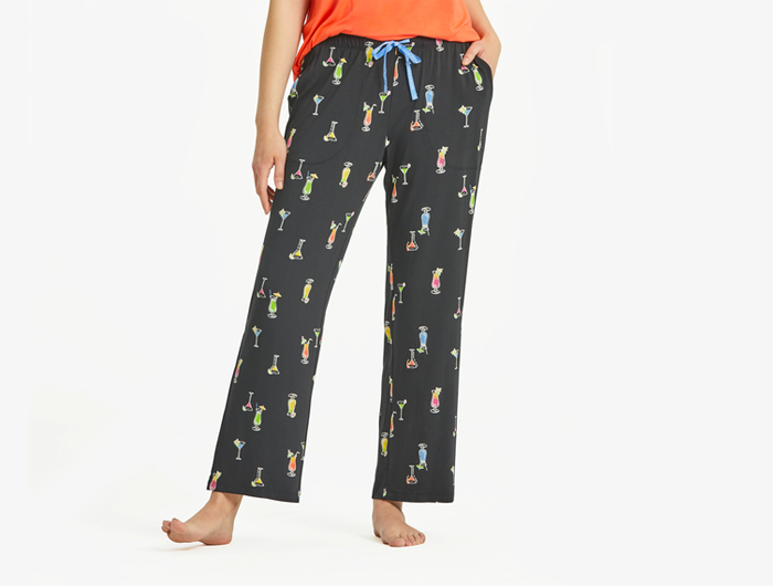 Life is Good Women's Lightweight Sleep Pant - Martini and Cocktail Pattern