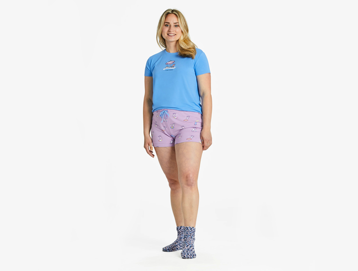 Life is Good Women's Lightweight Sleep Short - Beach Life Pattern