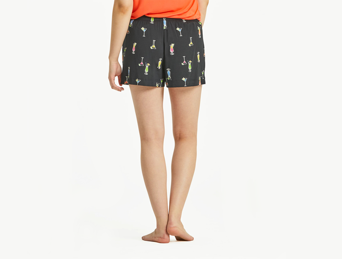 Life is Good Women's Lightweight Sleep Short - Martini and Cocktail Pattern