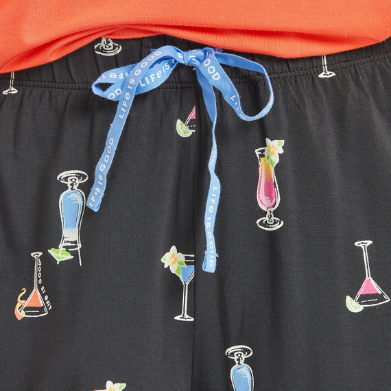 Life is Good Women's Lightweight Sleep Short - Martini and Cocktail Pattern