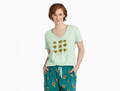 Life is Good Women's Snuggle Up Relaxed Sleep Vee - Sunflower Grid