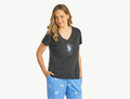 Life is Good Women's Snuggle Up Relaxed Sleep Vee - Fireflies Shine On