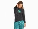 Life is Good Women's Long Sleeve Snuggle Up Sleep Tee - Holiday Paw