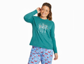 Life is Good Women's Long Sleeve Snuggle Up Sleep Tee - Peaceful Cardinal Forest