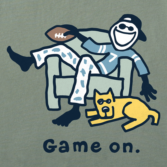 Life is Good Men's Crusher Tee - Jake and Rocket Game On Football