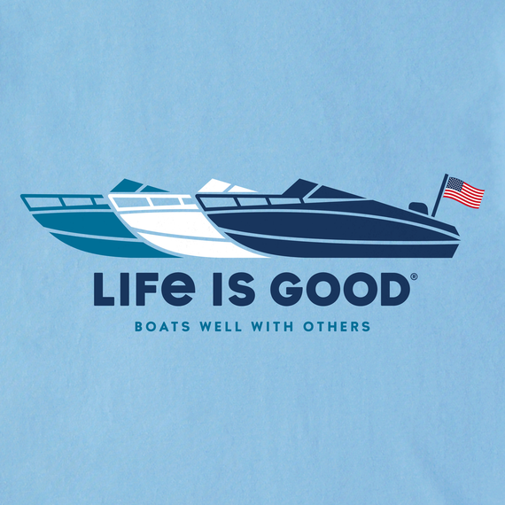 Life is Good Men's Crusher Tee - Rally Boats Well With Others USA Flag