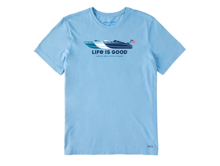 Life is Good Men's Crusher Tee - Rally Boats Well With Others USA Flag