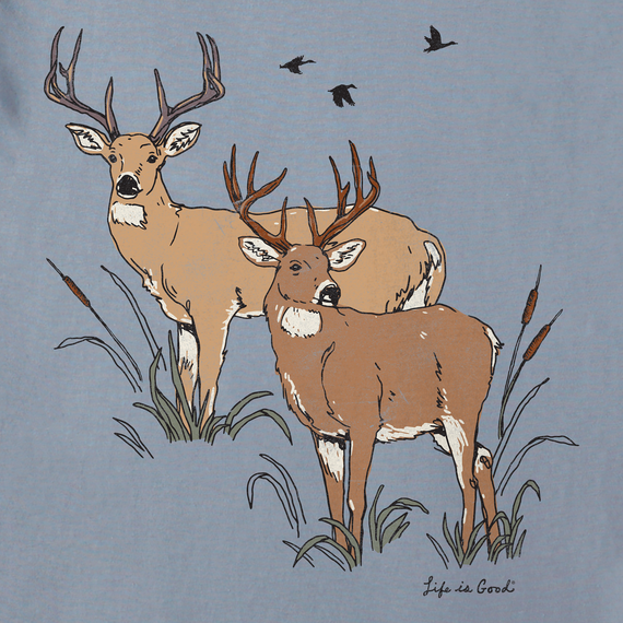 Life is Good Men's Crusher Tee - Relaxed Deer Friends