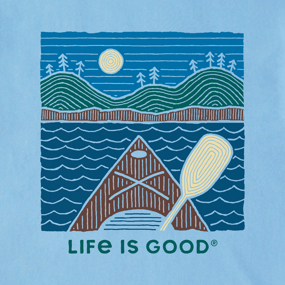 Life is Good Men's Crusher Tee - Woodblock Kayak