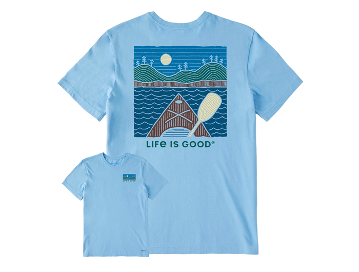 Life is Good Men's Crusher Tee - Woodblock Kayak