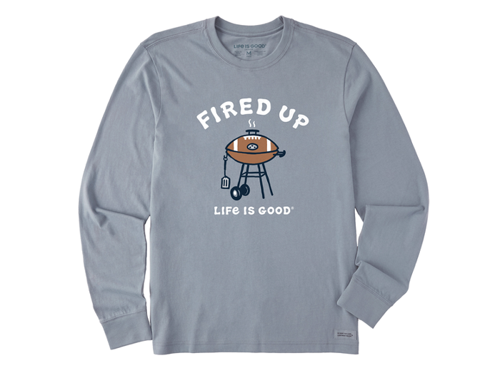 Life is Good Men's Long Sleeve Crusher Tee - Fired Up Grill