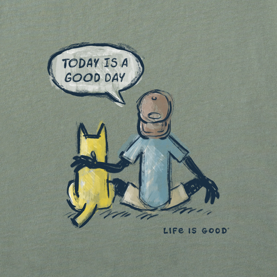 Life is Good Men's Long Sleeve Crusher Tee - Jake and Rocket Good Day Sketch