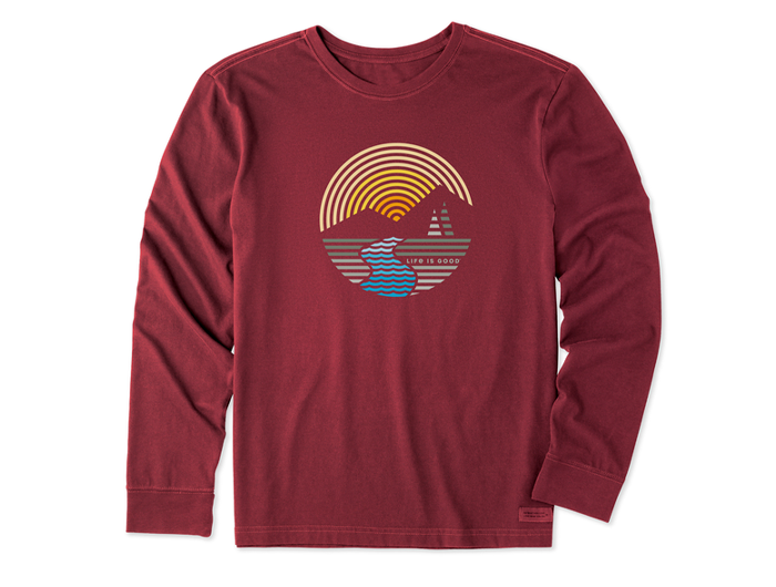 Life is Good Men's Long Sleeve Crusher Tee - Linear Mountain