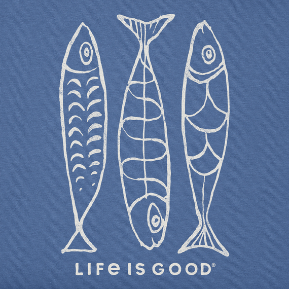 Life is Good Men's Long Sleeve Crusher Tee - Three Fish Sketch