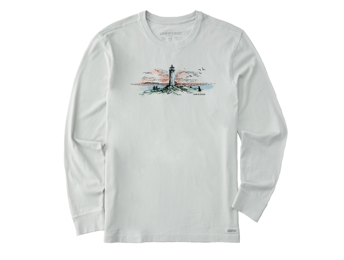 Life is Good Men's Long Sleeve Crusher Tee - Storybook Lighthouse Vista