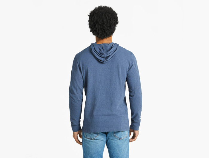 Life is Good Men's Textured Slub Hoodie - Guitar Sunset Circle