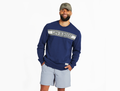 Life is Good Men's Simply True Fleece Crew - LIG Stripes on Stripes