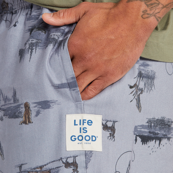 Life is Good Men's Classic Sleep Pant - Outdoor Fishing Landscape Pattern