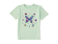 Life is Good Kids' Crusher Tee - Tie Dye Retro Butterfly Flowers