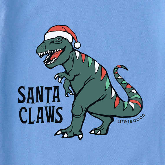 Life is Good Kid's Long Sleeve Crusher Tee - Santa Claws Dino