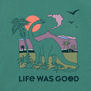 Life is Good Kid's Long Sleeve Crusher Tee - Dinosaur Life Was Good