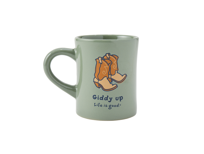 Life is Good Diner Mug - Giddy Up&nbsp;Cowboy Boots