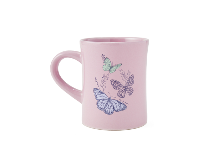 Life is Good Diner Mug - Wildflower and Butterflies