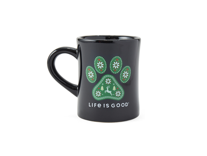 Life is Good Diner Mug - Holiday Paw