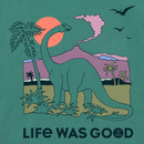 Life is Good Kid's Long Sleeve Crusher Tee - Dinosaur Life Was Good