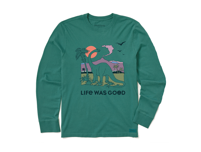 Life is Good Kid's Long Sleeve Crusher Tee -&nbsp;Dinosaur Life Was Good