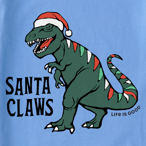 Life is Good Kid's Long Sleeve Crusher Tee - Santa Claws Dino