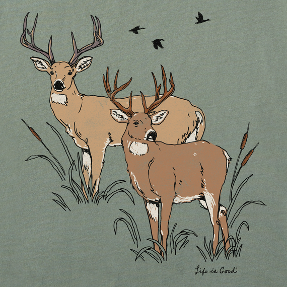 Life is Good Men's Crusher Tee - Relaxed Deer Friends