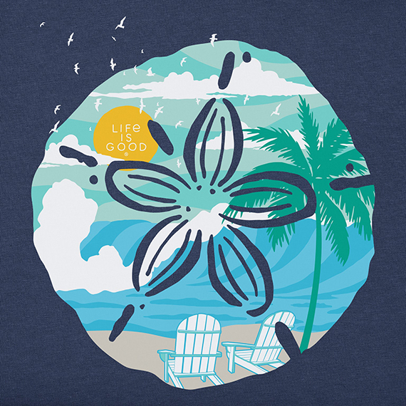 Life is Good Women's Crusher Tee -Macro Micro Beach Sand Dollar
