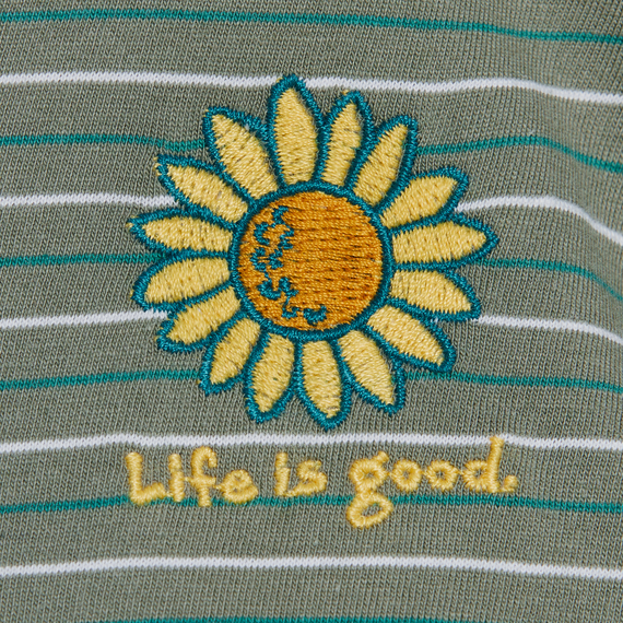 Life is Good Women's Long Sleeve Striped Hooded Crusher Lite Tee - Sunflower