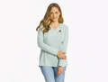 Life is Good Women's Long Sleeve Striped Hooded Crusher Lite Tee - Roaming Turtle