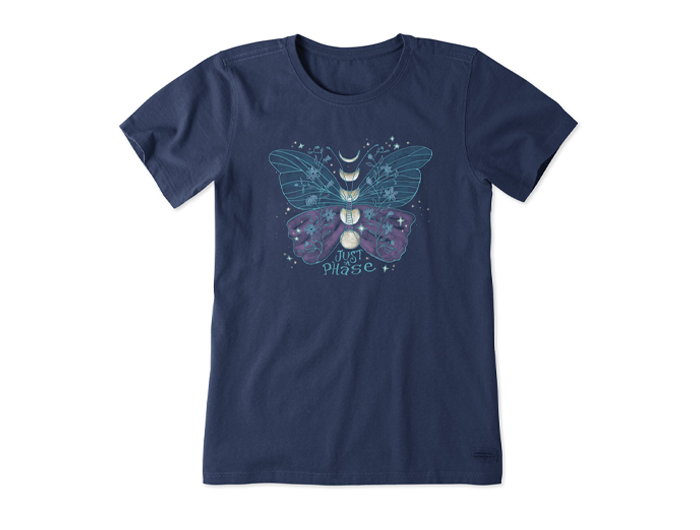 Life is Good Women's Crusher Lite Tee - Just a Phase Butterfly