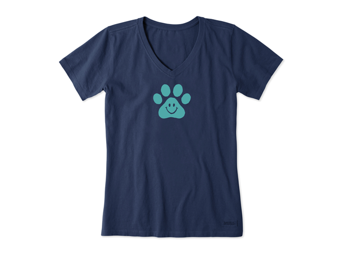 Life is Good Women's Crusher Tee - Naive Smiley Paw