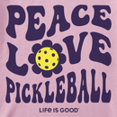 Life is Good Women's Crusher Tee - Groovy Peace Love Pickleball Flower