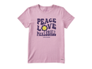 Life is Good Women's Crusher Tee - Groovy Peace Love Pickleball Flower