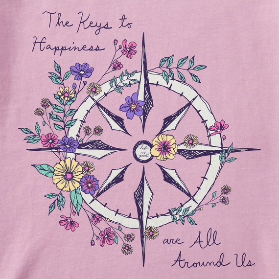 Life is Good Women's Crusher Tee - Happiness Wildflower Compass