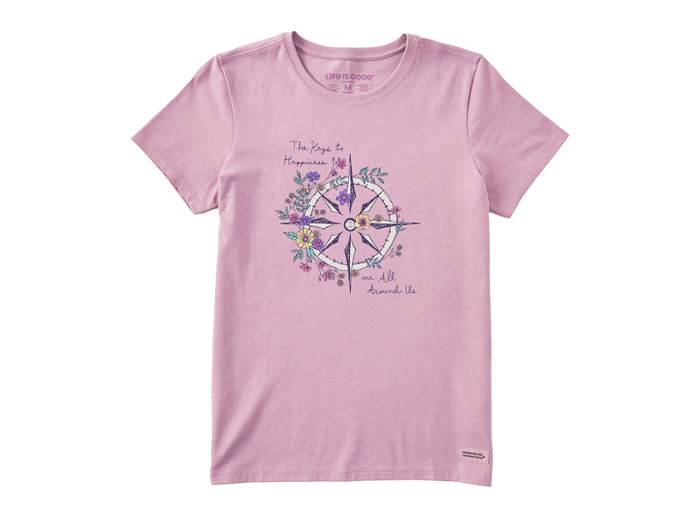 Life is Good Women's Crusher Tee - Happiness Wildflower Compass