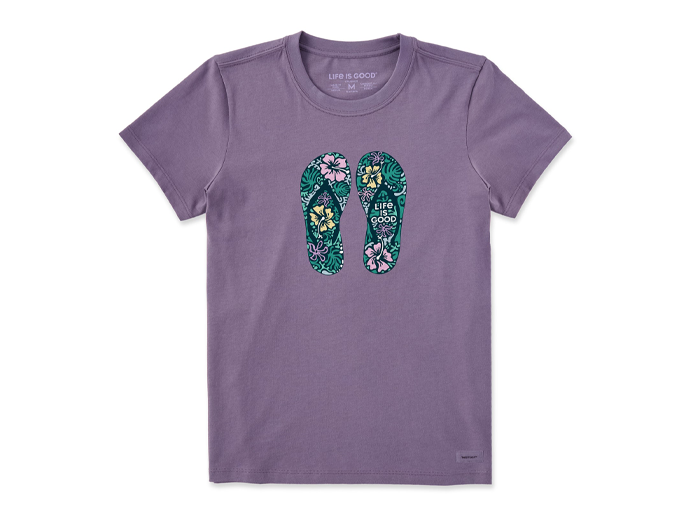 Life is Good Women's Crusher Tee - Hibiscus Flip Flops