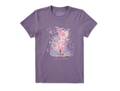 Life is Good Women's Crusher Tee - Hiker with Sunbeams in the Woods
