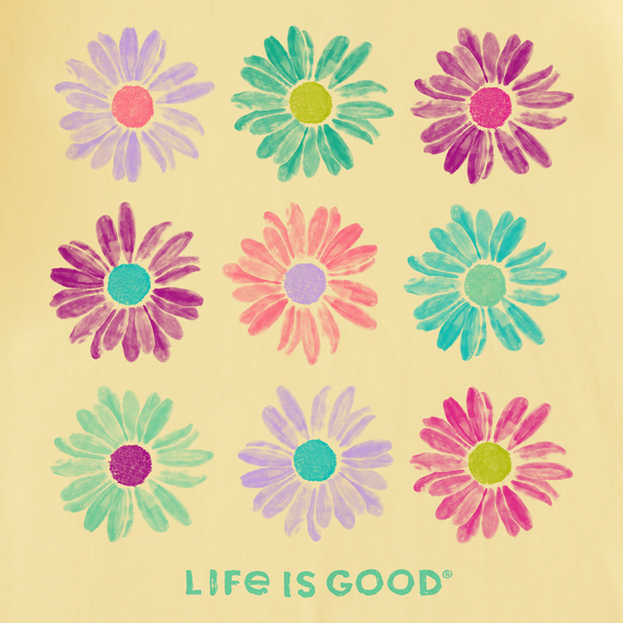 Life is Good Women's Crusher Tee - Grid of Painted Daisies