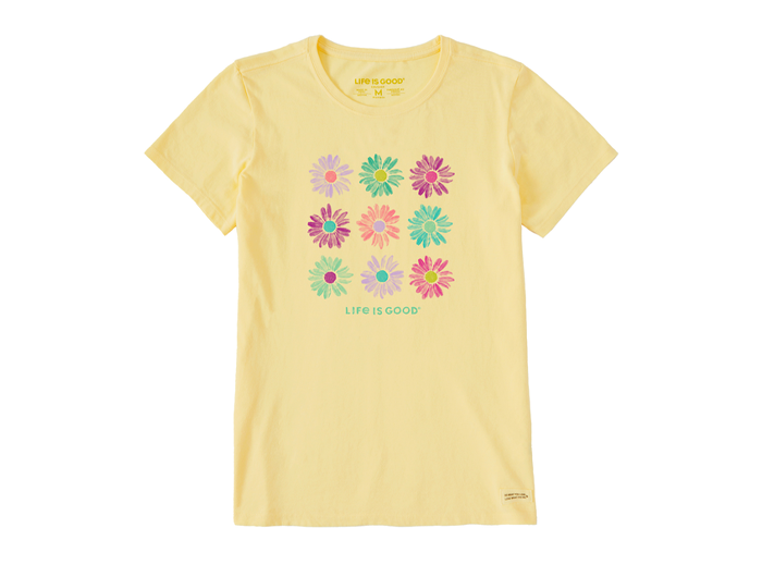 Life is Good Women's Crusher Tee - Grid of Painted Daisies