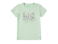 Life is Good Women's Crusher Tee - Peaceful Wildflowers & Insects
