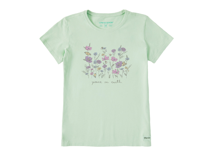 Life is Good Women's Crusher Tee - Peaceful Wildflowers & Insects