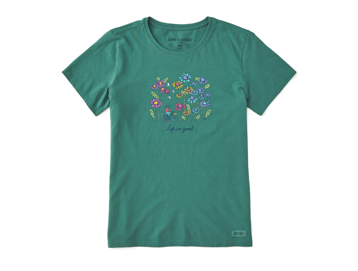 Life is Good Women's Crusher Tee - Relaxed Wildflower Bike