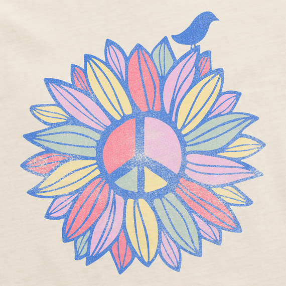 Life is Good Women's Crusher Tee - Peace Sign Flower