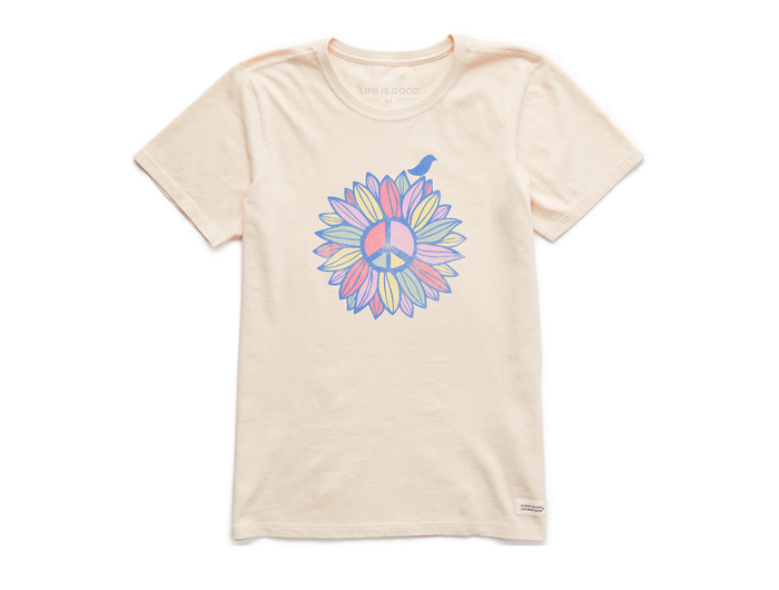 Life is Good Women's Crusher Tee - Peace Sign Flower